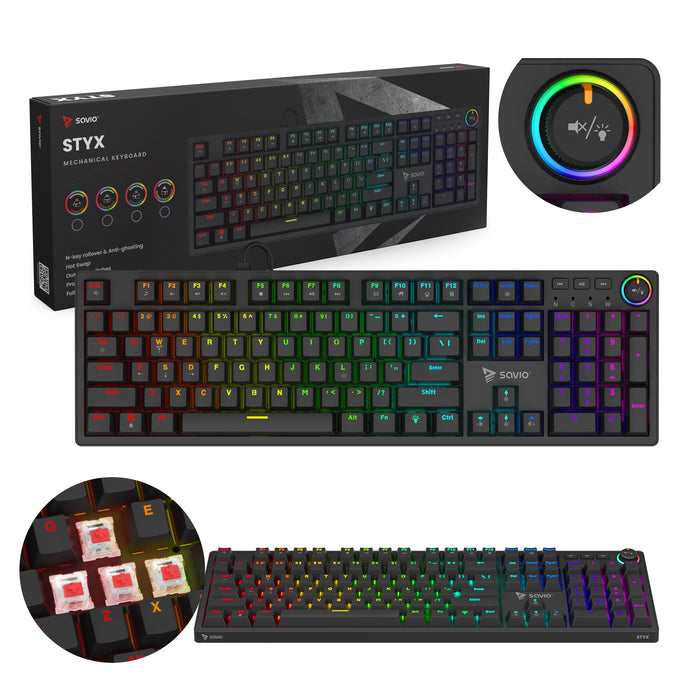 EAN 5901986049258 - Savio STYX Outemu Red teclado Juego USB QWERTY Internacional de EE.UU. Negro imagen 1