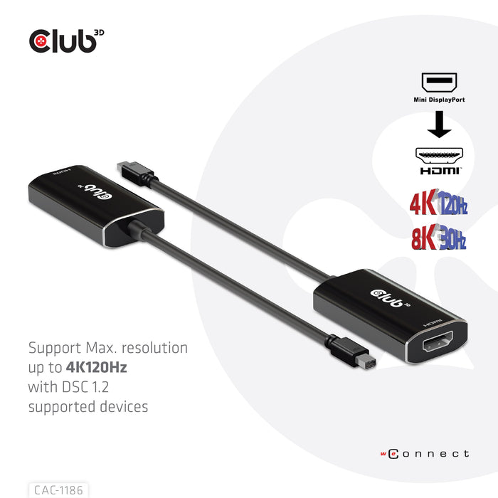 EAN 8719214471989 - CLUB3D CAC-1186 adaptador de cable de vídeo 0,15 m Mini DisplayPort HDMI tipo A (Estándar) Negro imagen 2