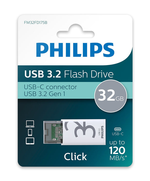 EAN 4895229114937 - Philips Click unidad flash USB 32 GB USB Tipo C 3.2 Gen 1 (3.1 Gen 1) Transparente, Blanco imagen 5