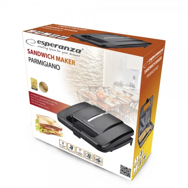 EAN 5901299954508 - Esperanza PARMIGIANO sandwichera 1000 W Negro imagen 4
