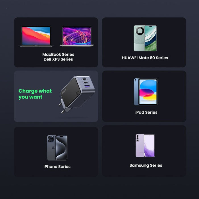 EAN 6941876230426 - Ugreen Nexode Air 65W sieninis kroviklis, USB + 2x USB-C pilkos spalvos Ordenador portátil, Teléfono móvi imagen 13
