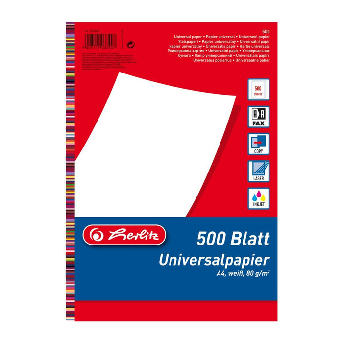 EAN 4008115033407 - Herlitz 5033402 papel para impresora de inyección de tinta A4 (210x297 mm) 500 hojas Blanco imagen 1