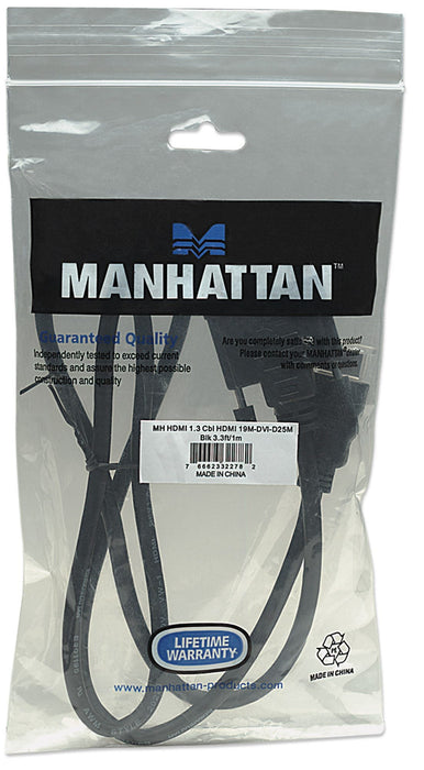 EAN 0766623322782 - Manhattan 322782 adaptador de cable de vídeo 1 m HDMI tipo A (Estándar) DVI-D Negro imagen 5