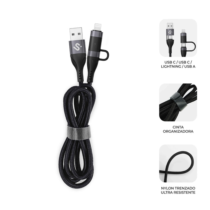 EAN 8436586743628 - SUBBLIM SUBCAB-4IN101 cable USB USB 2.0 USB C Negro imagen 2