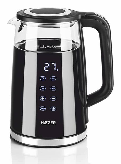 EAN 5608475034114 - Haeger EK-DIG.028A tetera eléctrica 1,7 L 2200 W Negro, Acero inoxidable, Transparente imagen 1