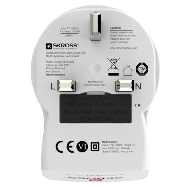 EAN 7640166323082 - Skross 1500280 adaptador de enchufe eléctrico Tipo G (RU) Tipo C (Euroconcexión) + Tipo F imagen 2