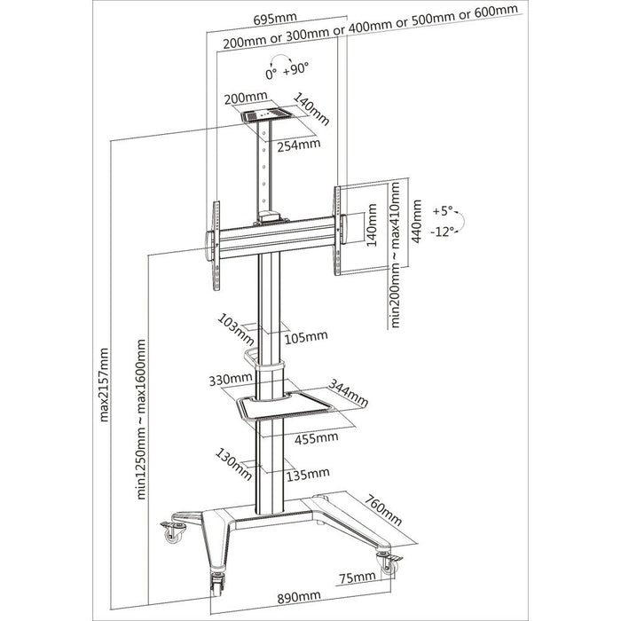 EAN 8059018362176 - Techly ICA-TR48W mueble y soporte para dispositivo multimedia Blanco Panel plano Carro multimedia imagen 3