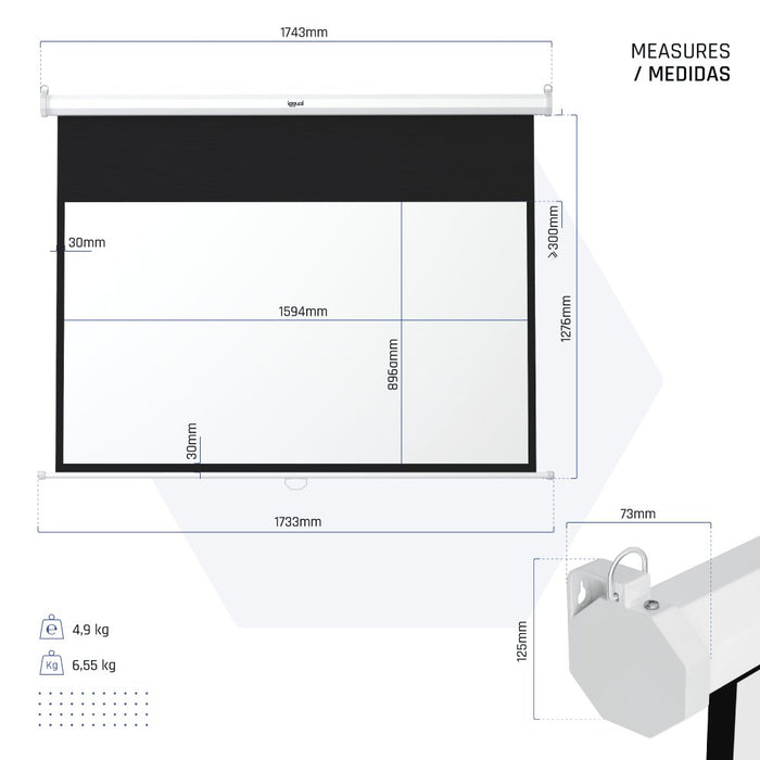 EAN 8435364319673 - iggual PSIMS159 pantalla de proyección 182,9 cm (72") 16:9 imagen 2