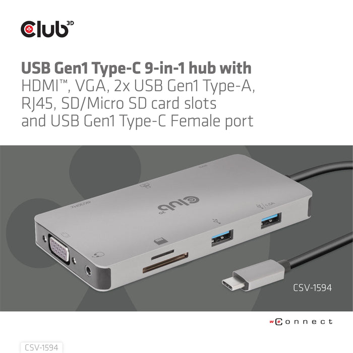 EAN 8719214472177 - CLUB3D CSV-1594 base para portátil y replicador de puertos USB 3.2 Gen 1 (3.1 Gen 1) Type-C Negro, Gris imagen 8