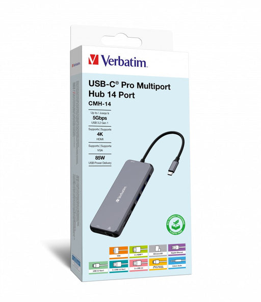 EAN 0023942321545 - Verbatim CMH-14 USB Tipo C 5000 Mbit/s Plata imagen 1