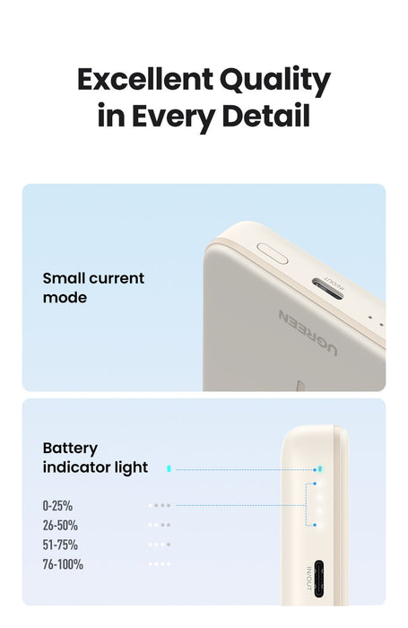 EAN 6941876222087 - Ugreen 25208 batería externa 10000 mAh Cargador inalámbrico Beige imagen 12