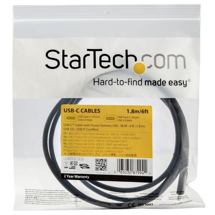 EAN 0065030879941 - StarTech.com USB315C5C6 cable USB USB 3.2 Gen 1 (3.1 Gen 1) Negro imagen 6