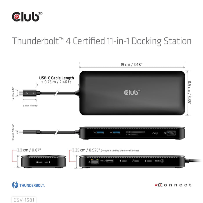 EAN 8719214472603 - CLUB3D CSV-1581 base para portátil y replicador de puertos Thunderbolt 4 Negro imagen 10