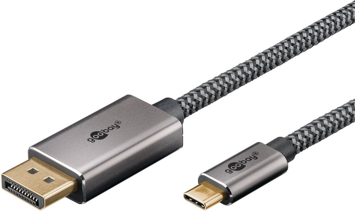 EAN 4040849757082 - Goobay 75708 adaptador de cable de vídeo 2 m USB Tipo C DisplayPort Negro, Plata imagen 2
