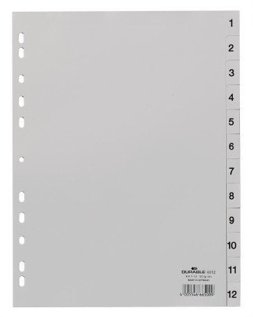 EAN 4005546665009 - Durable 651210 lengüeta de índice Separador numérico con pestaña Polipropileno (PP) Gris imagen 1