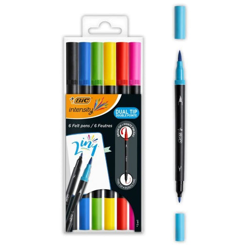 EAN 3086123589551 - BIC Intensity Dual Tip rotulador Negro, Azul, Verde, Púrpura, Rojo, Amarillo 6 pieza(s) imagen 1