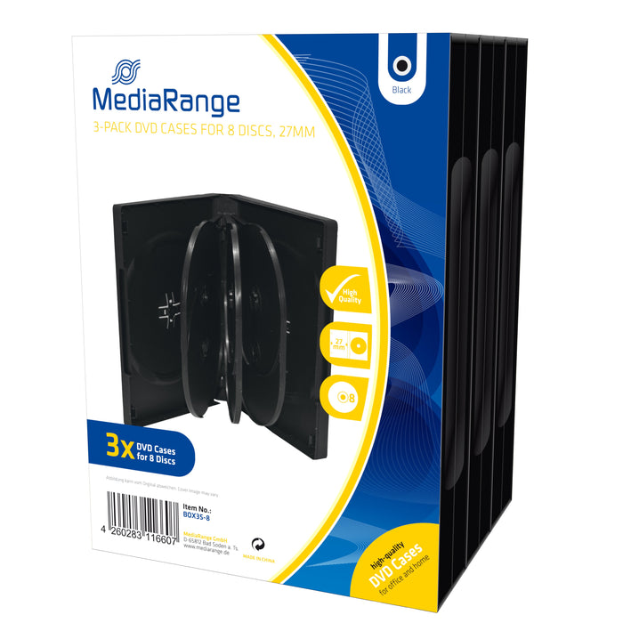 EAN 4260283116607 - MediaRange BOX35-8 funda para discos ópticos Caja transparente para CD 8 discos Negro imagen 1