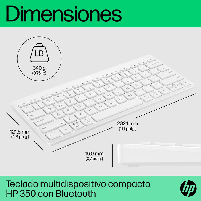 EAN 0196548516773 - HP 350 WHT Compact Multi-Device Keyboard teclado Hogar Blanco imagen 7