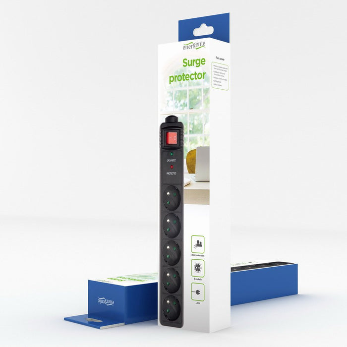 EAN 8716309086349 - Gembird SPF5-C-10 limitador de tensión Negro 5 salidas AC 250 V 3 m imagen 1