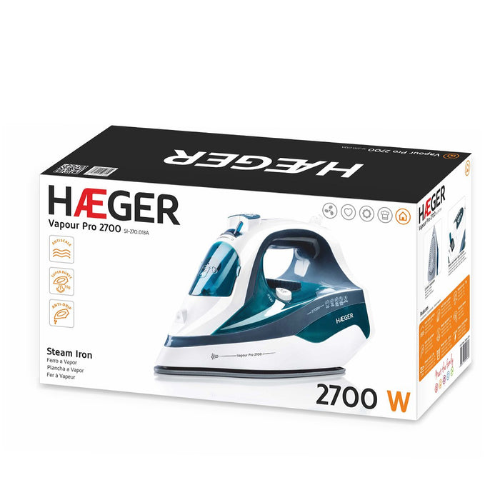 EAN 5608475009808 - Haeger Vapour Pro 2700 Plancha vapor-seco Suela de cerámica 2700 W Azul, Blanco imagen 3