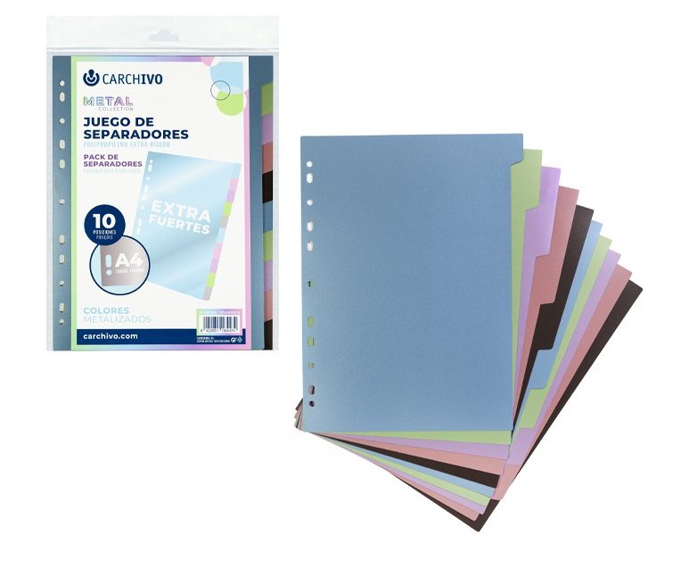 EAN 8422951064474 - CARCHIVO 49081099 divisor Cartón, Polipropileno (PP) Multicolor 10 pieza(s) imagen 1