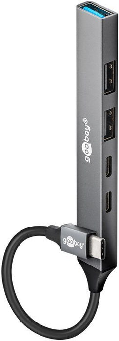 EAN 4040849744600 - Goobay 74460 hub de interfaz USB 3.2 Gen 1 (3.1 Gen 1) Type-C 5000 Mbit/s Gris claro imagen 1