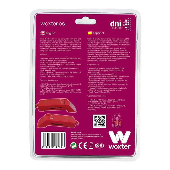 EAN 8435089027884 - Woxter PE26-148 lector de tarjeta inteligente Interior USB USB 2.0 Rojo imagen 6