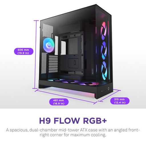 EAN 5056547207681 - NZXT H9 Flow RGB+ Midi Tower Negro imagen 2