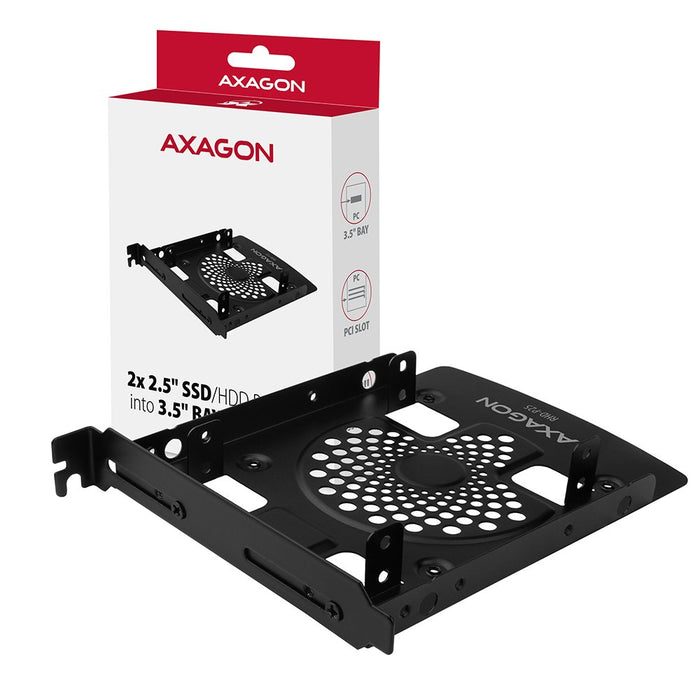 EAN 8595247905512 - Axagon RHD-225 Halterahmen für 2x 2.5\" im 3.5\" PCI-Slot - schwarz Negro Metal imagen 11