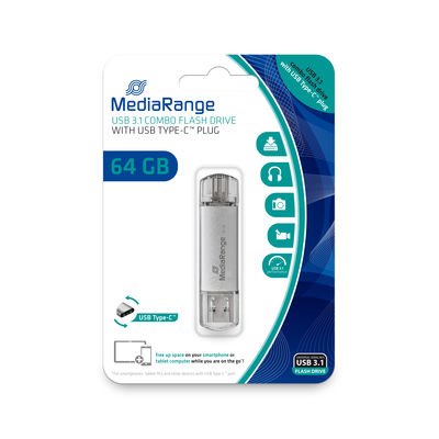 EAN 4260459614197 - MediaRange MR937 unidad flash USB 64 GB USB Type-A / USB Type-C 3.2 Gen 1 (3.1 Gen 1) Plata imagen 1