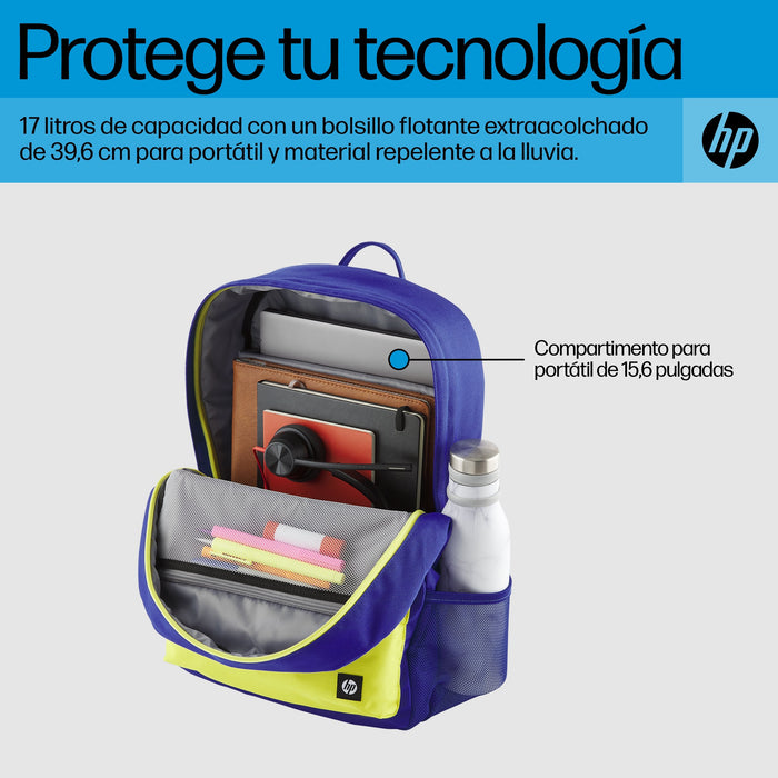 EAN 0197192487624 - HP Campus Blue Backpack mochila Mochila informal Azul, Amarillo Poliéster, Poliespuma imagen 6
