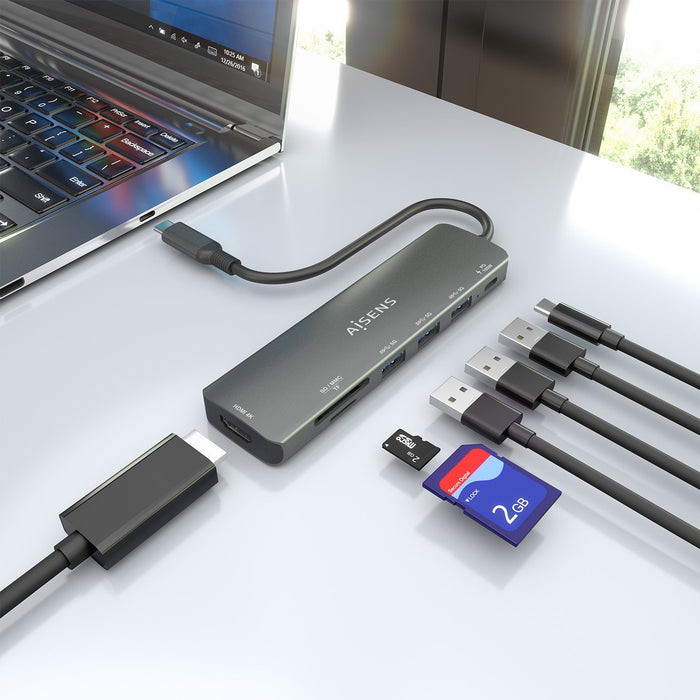 EAN 8435739903148 - AISENS ASUC-7P025-GR base para portátil y replicador de puertos Alámbrico USB 3.2 Gen 1 (3.1 Gen 1) Type- imagen 6