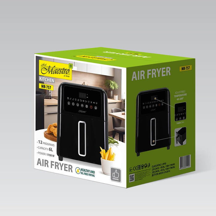 EAN 4820268321459 - Maestro MR-757 freidora Sencillo 6 L Independiente 1700 W Freidora de aire caliente Negro, Plata imagen 6