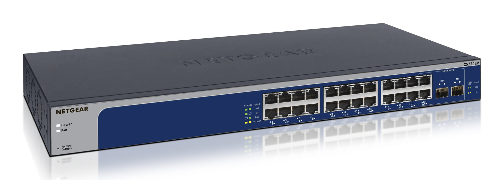 EAN 606449174458 - NETGEAR XS724EM Gestionado L2 10G Ethernet (100/1000/10000) 1U Azul, Gris imagen 1