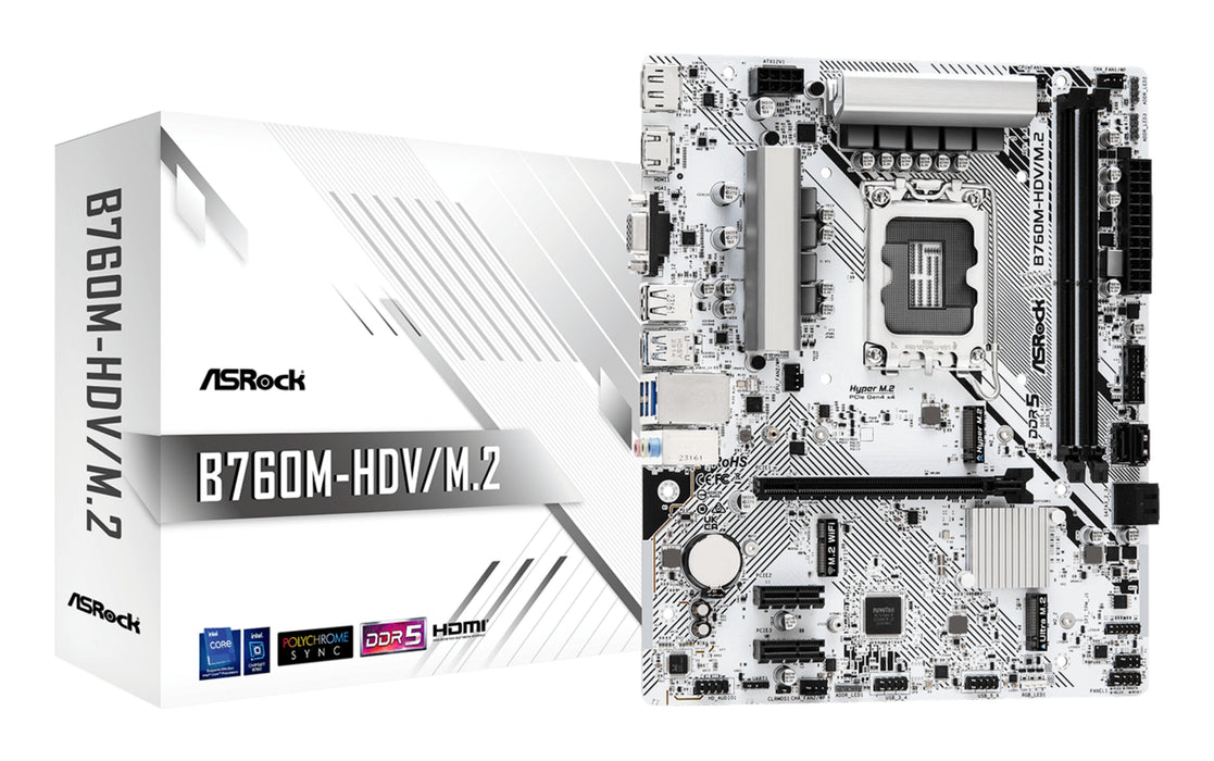 EAN 4710483943485 - Asrock B760M-HDV/M.2 placa base Intel B760 LGA 1700 micro ATX imagen 1