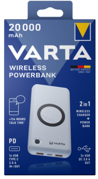 EAN 4008496056101 - Varta 57909 101 111 batería externa Polímero de litio 20000 mAh Cargador inalámbrico Blanco imagen 1