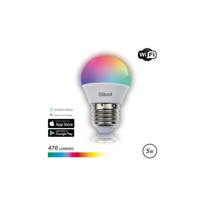 Elbat Bombilla Led Esferica Smart Wi-Fi G45 E27 5w 470lm Rgb - Temperatura 2700k A Los 6000k - Control De Voz - Control Remoto - 3 Modos De Color: Frio, Natural Y Calido