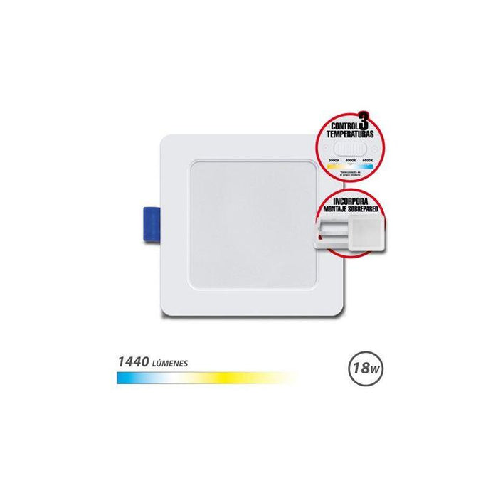 Elbat Downlight Cuadrado 18w - 1440lm - Selector 3 Temperaturas + Sobrepared - Blanco