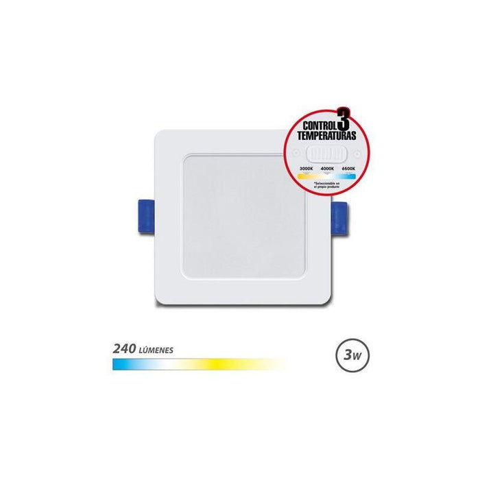 Elbat Downlight Cuadrado 3w - 240lm - Selector 3 Temperaturas - Blanco