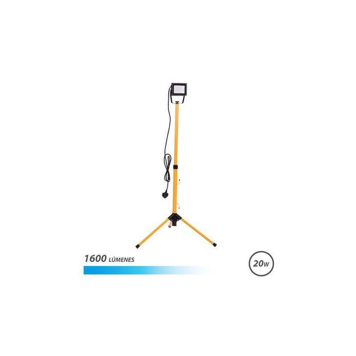 Elbat Foco Led Con Tripode 20w - 1600 Lumenes - 6500k Luz Fria - Cable De 3m - Ip65 Para Uso En Exterior