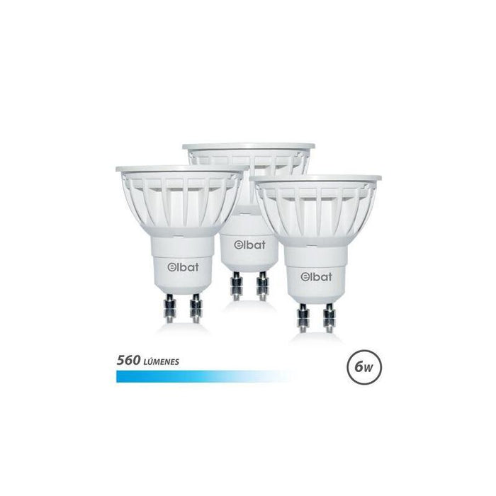 Elbat Pack 3 Bombillas Led Gu10 - 6w - 560lm - Luz Fria - Blanco