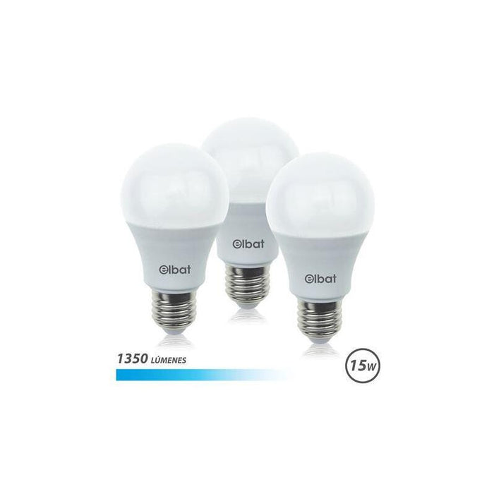 Elbat Pack De 3 Bombillas Led A60 15w E27 1350lm - 6500k Luz Fria