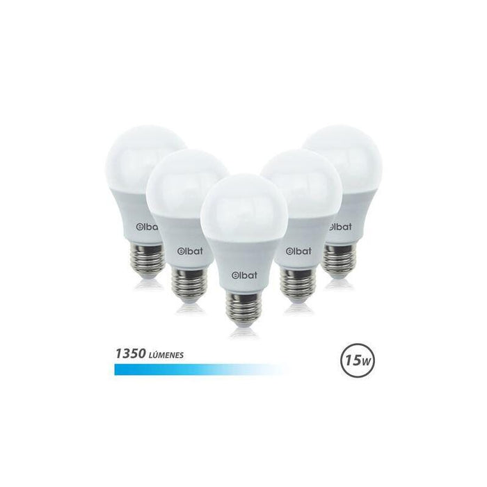 Elbat Pack De 5 Bombillas Led A60 15w E27 1350lm - 6500k Luz Fria
