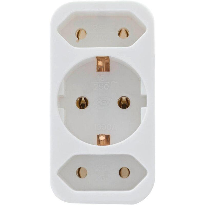 Enchufe De Transicion Rev 2-Veces + 1 Contacto De Seguridad Blanco