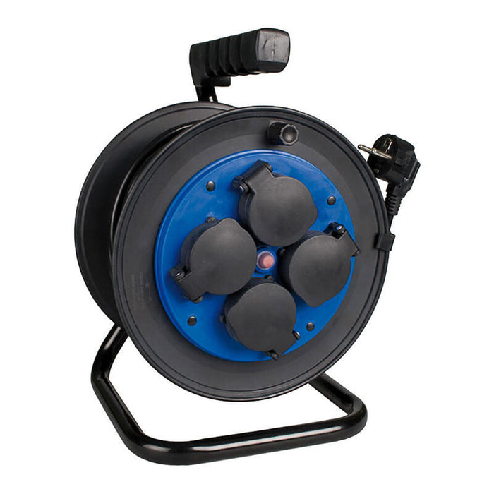 Enrollacable 50m 3x1,5mm Con 4 Tomas Bipolares Con T/Tl Con Tapas Ip54 Solera 7427/1t