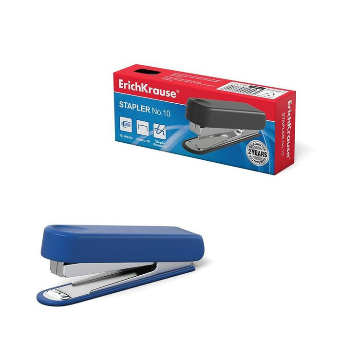 Erichkrause Grapadora 10 - Hasta 15 Hojas - Plastico Resistente A Golpes - Mecanismo De Acero - Capacidad 50 Grapas - Garantia 2 Años - Varios Colores/Diseños Disponibles