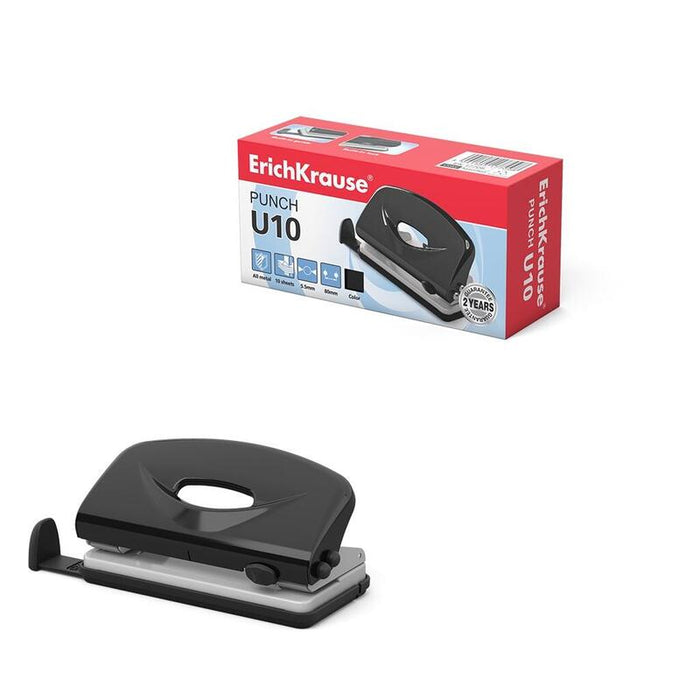 Erichkrause U10 - Perfora Hasta 10 Hojas - Cuerpo Y Mecanismo De Acero - Garantia De 2 Años - Color Variado