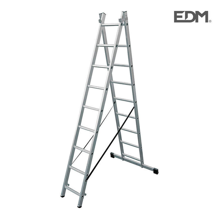 Escalera Transformable De Aluminio 2x9 Peldaños Edm
