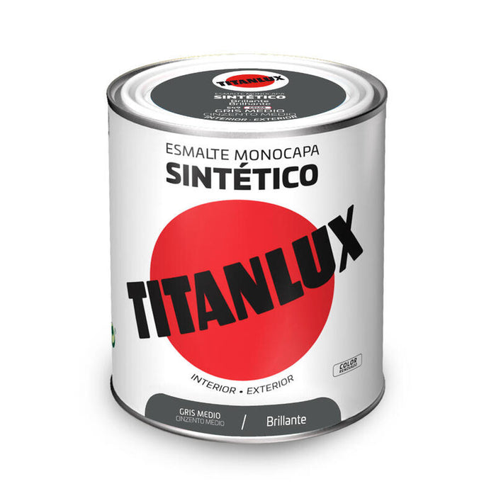 Esmalte Sintético Monocapa Brillante Gris Medio 750ml Titanlux 5808971