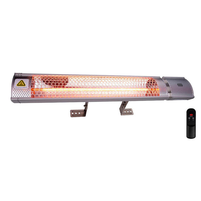 Estufa De Cuarzo De Pared Para Exteriores Con Control Remoto, 2000 W. 67,5 X 10,5 X 7,5 Cm